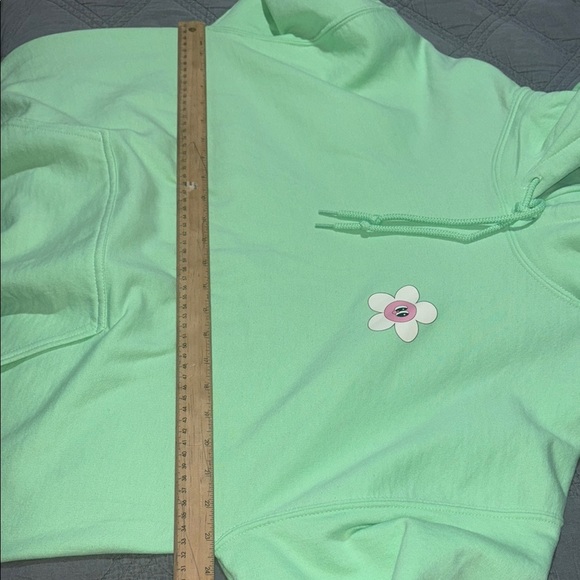 Gildan Light Green Hoodie with Floral Accent - Picture 9 of 16